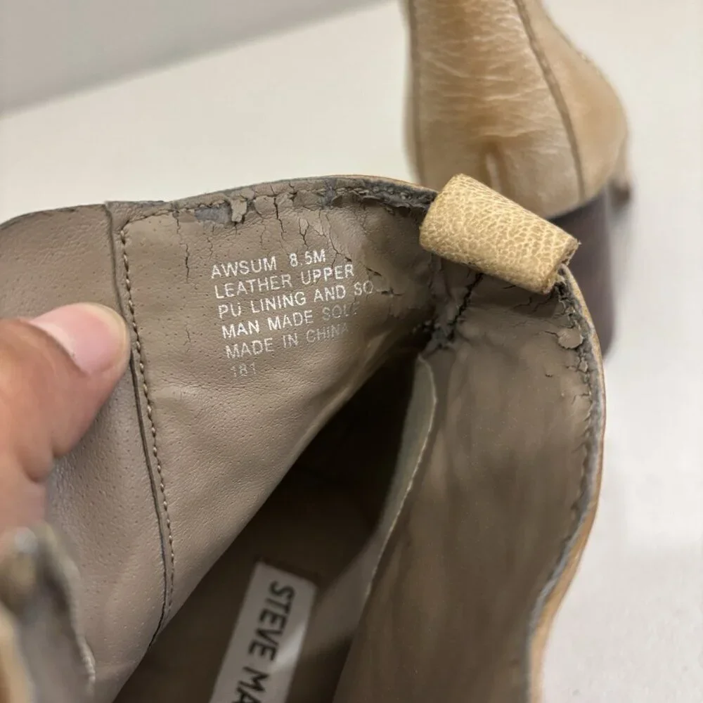 Steve Madden Leather Studded Western Booties Tan  Size 8.5
